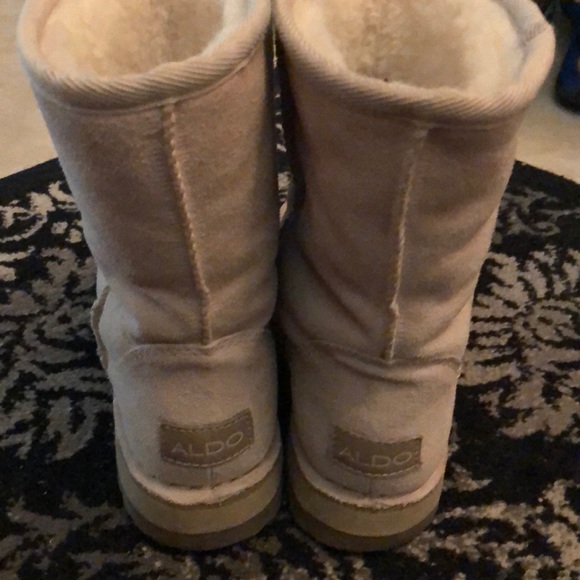 ALDO suede leather shearling wool ivory boots 5.5 - Picture 5 of 7